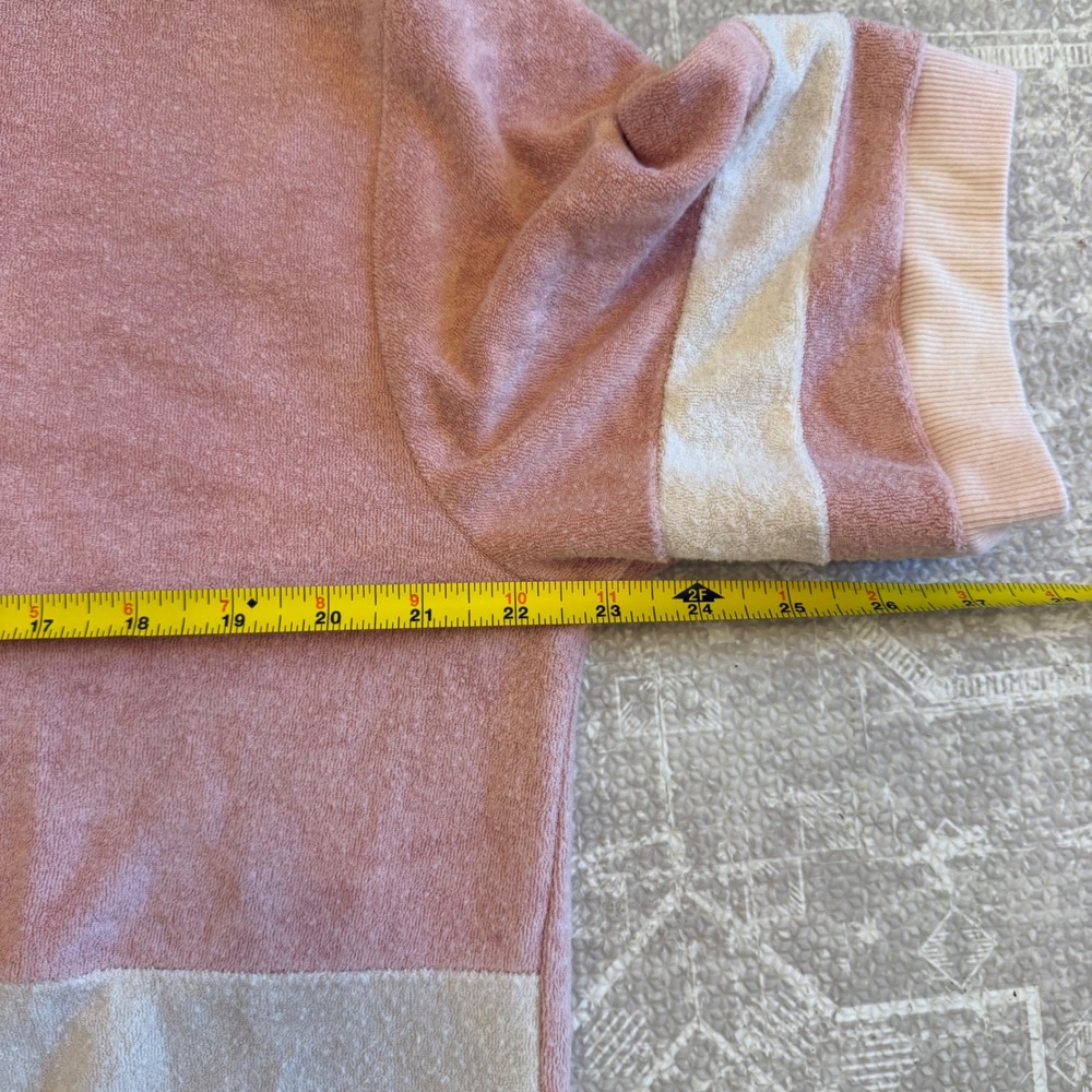 POL Pink Cream Striped Terry Cloth Quarter Zip Short‎ Sleeve Top S/M - Picture 5 of 6